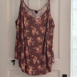 Purple Floral Spaghetti Strap Blouse - 4x